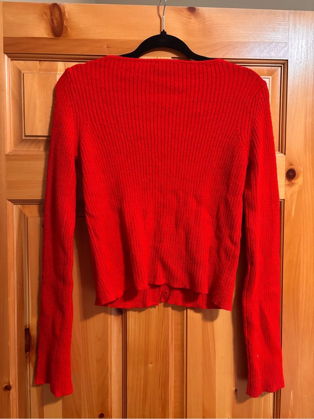 Dynamite Bright Red Ribbed V-Neck Button Cardigan - Picture 2 of 3